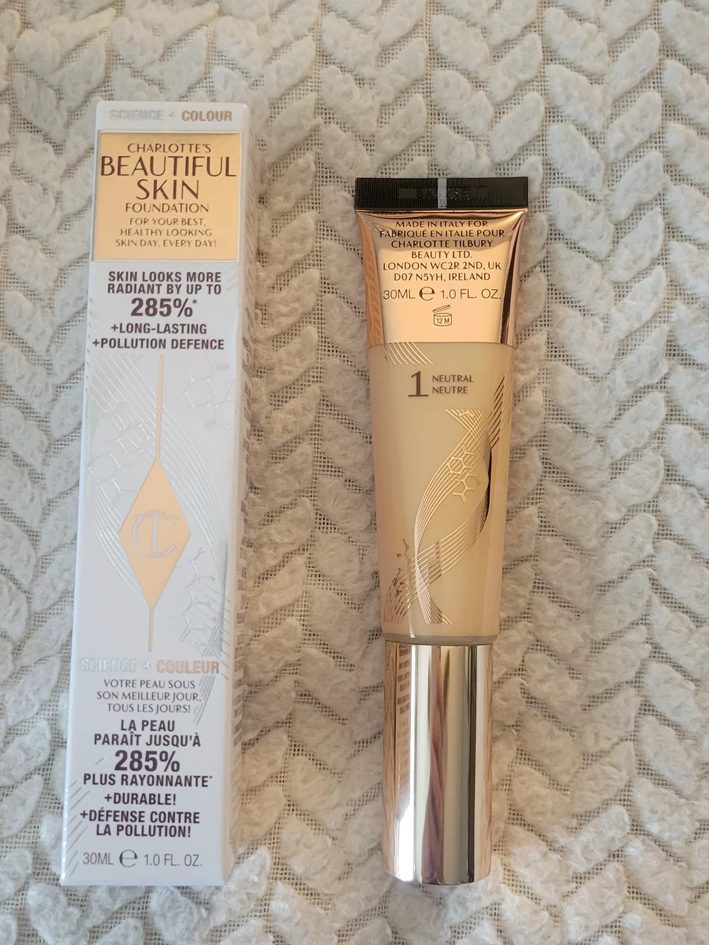 Charlotte Tilbury Beautiful Skin Foundation - 1 Neutral New In Box 1 Fl Oz